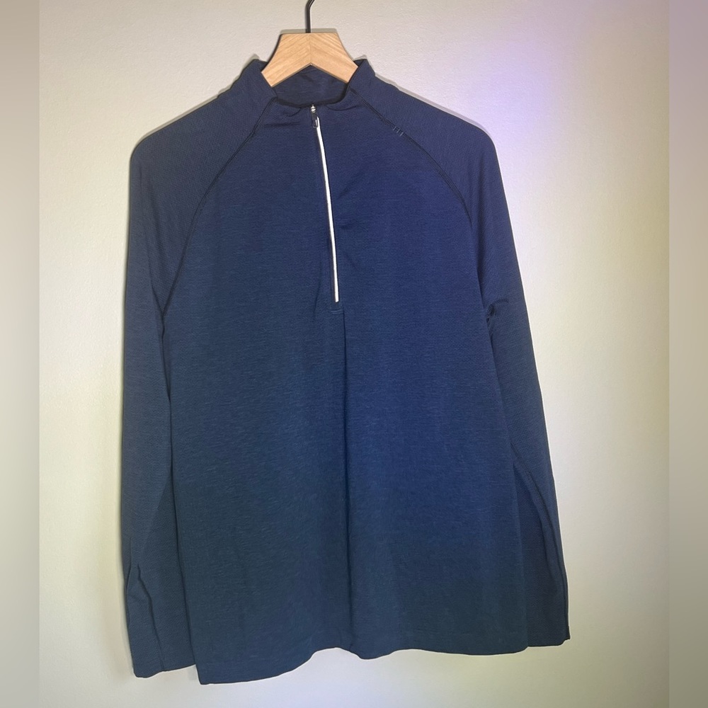 Lululemon Mens Navy Blue Quarter Zip Mock Neck Lightweight Pullover